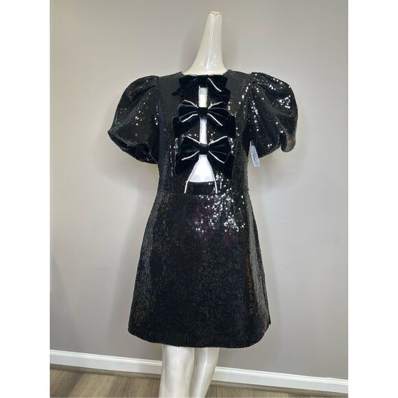 NWOT Rebecca Vallance X Nicky Hilton Lena Bow Mini Dress in Black Size 6 $790 - Picture 4 of 12